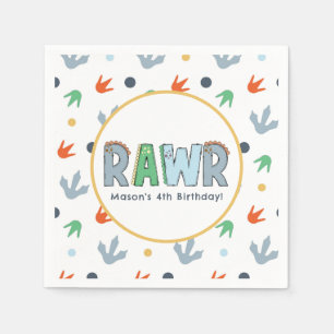 Stomp Chomp Rawr Dinosaur Birthday Napkin