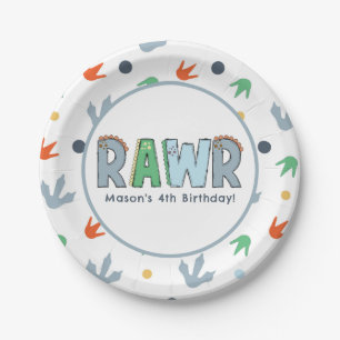 Stomp Chomp Rawr Dinosaur Birthday  Paper Plate