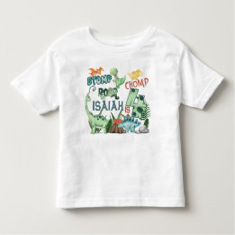 Stomp Chomp Roar Dinosaur 4th Birthday Toddler T-Shirt