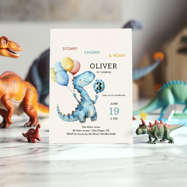 Stomp Chomp & Roar Dinosaur Birthday Invitation (Creator Uploaded)