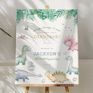 Stomp, Chomp & Roar Dinosaur Boys Birthday Party Poster