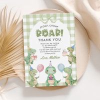 Stomp Chomp Roar Dinosaur Gingham 1st Birthday
