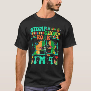 Stomp Chomp Roar I m 4 Guitar Dinosaur Kid 4th Bir T-Shirt