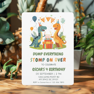 Stomp On Over Dinosaur Birthday Invitation