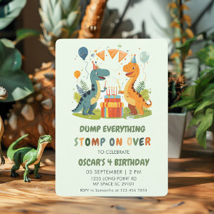 Stomp On Over Dinosaur Birthday Invitation