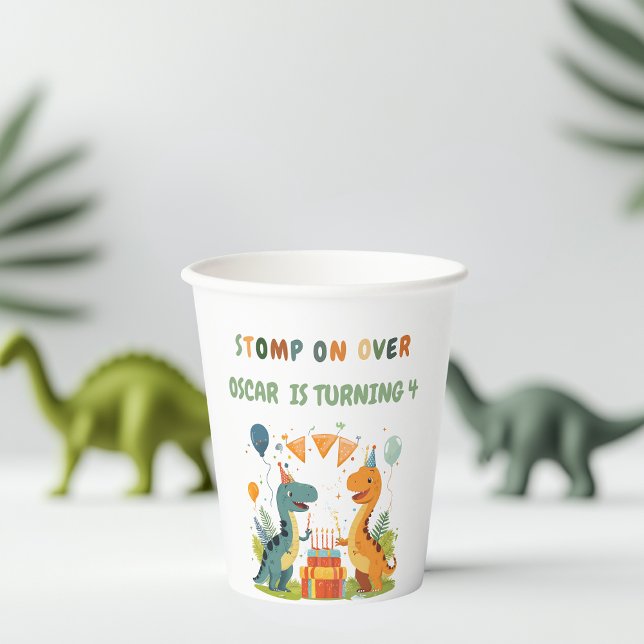 "Stomp On Over Dinosaur Birthday  Paper Cups (Creator Uploaded)