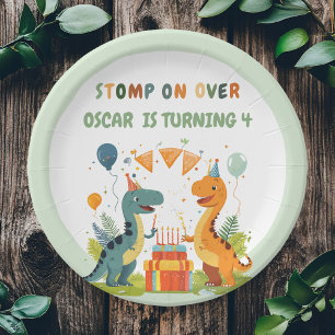 "Stomp On Over Dinosaur Birthday  Paper Plate