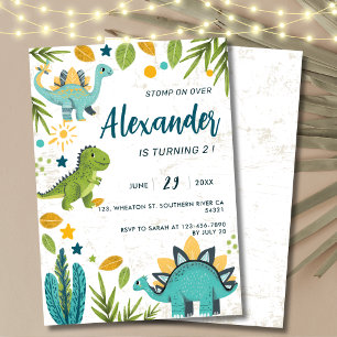 Stomp on Over Jurassic Dinosaur Kids Birthday Invitation