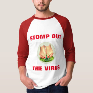STOMP OUT THE VIRUS MEN'S RED AND WHITE SHIRT