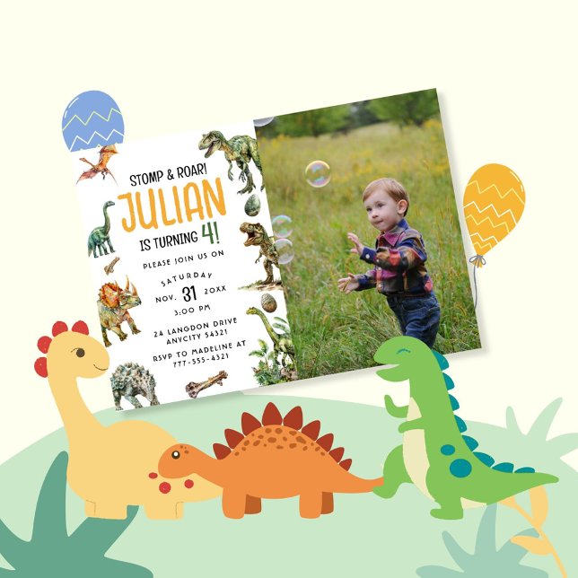 Stomp Roar Dinosaur Baby Shower Invitation (Creator Uploaded)