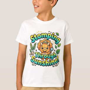 Stomping Through Sunshine Cute Dinosaur T-Shirt   