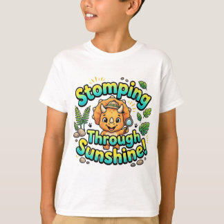 Stomping Through Sunshine Cute Dinosaur T-Shirt |