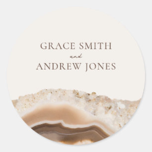 Stone Agate Marble Wedding Classic Round Sticker