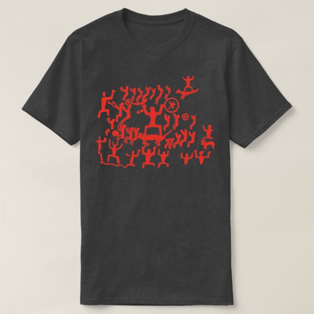 Stone Age Cave Painting Paleolithic Art Pattern  T-Shirt (Design Front)