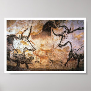 Stone Age Lascaux Bulls Buffalo Art Poster
