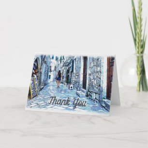 Stone Alley in Kotar Montenegro Thank You Card