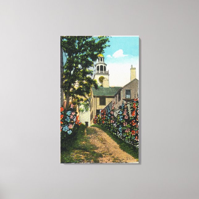 Stone Alley View of South Tower and Town Clock Canvas Print (Front)