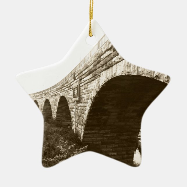 Stone Arch Bridge Ceramic Tree Decoration (Front)