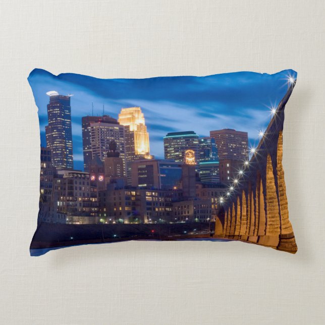 Stone Arch Bridge Minneapolis Skyline Decorative Cushion (Front)