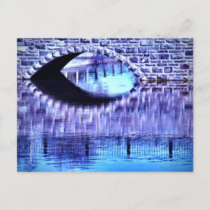 Stone Arch Bridge Water Reflections Blue Hues Postcard