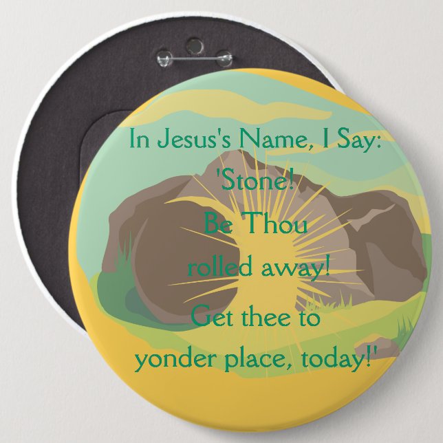 Stone! Be Thou Rolled Away! Eng Resurrection Btn 6 Cm Round Badge (Front & Back)