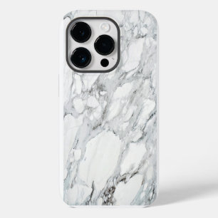 Stone Black White Grey Carrara Marble iPhone 14 Pro Case