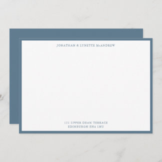 Stone Blue Classic Border Flat Note Card
