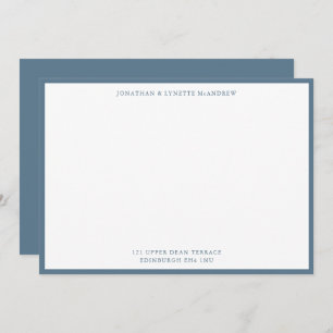Stone Blue Classic Border Flat Note Card
