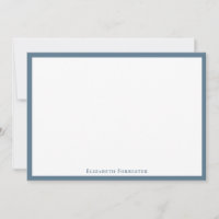 Stone Blue Elegant Modern Flat Note Card