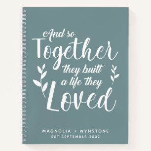Stone Blue Romantic Quote Couple's Notebook