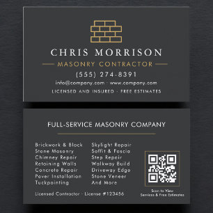 Stone Bricklayer Masonry Mason QR Code Business Card