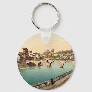 Stone bridge and San Giorgia, Verona, Italy classi Key Ring