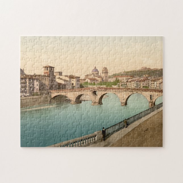 Stone Bridge and San Giorgio, Verona, Italy Jigsaw Puzzle (Horizontal)