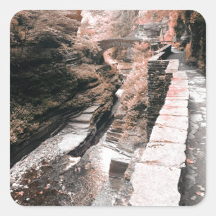stone bridge dreamscape square sticker