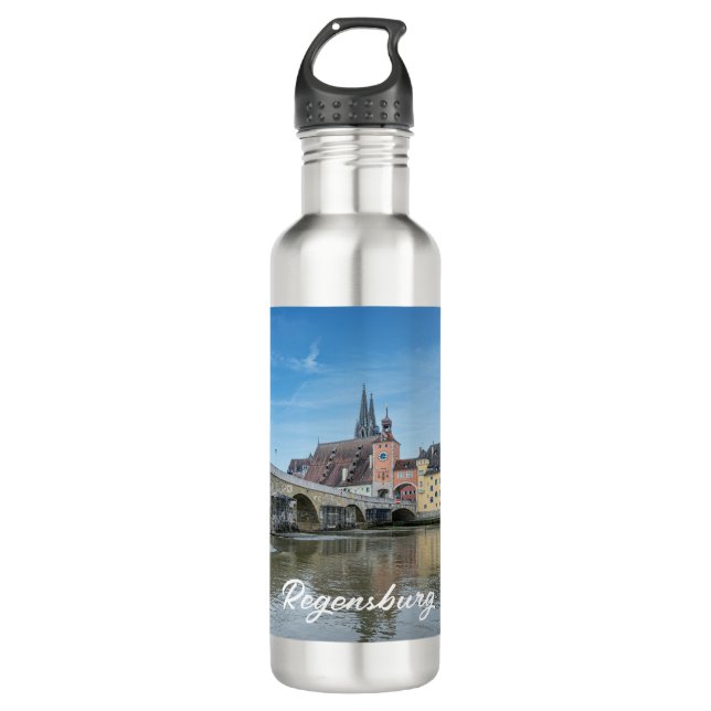 Stone Bridge in Regensburg, Germany 710 Ml Water Bottle (Front)