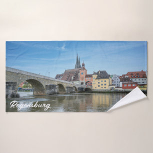 Stone Bridge in Regensburg, Germany Bath Towel