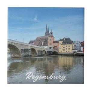 Stone Bridge in Regensburg, Germany Tile