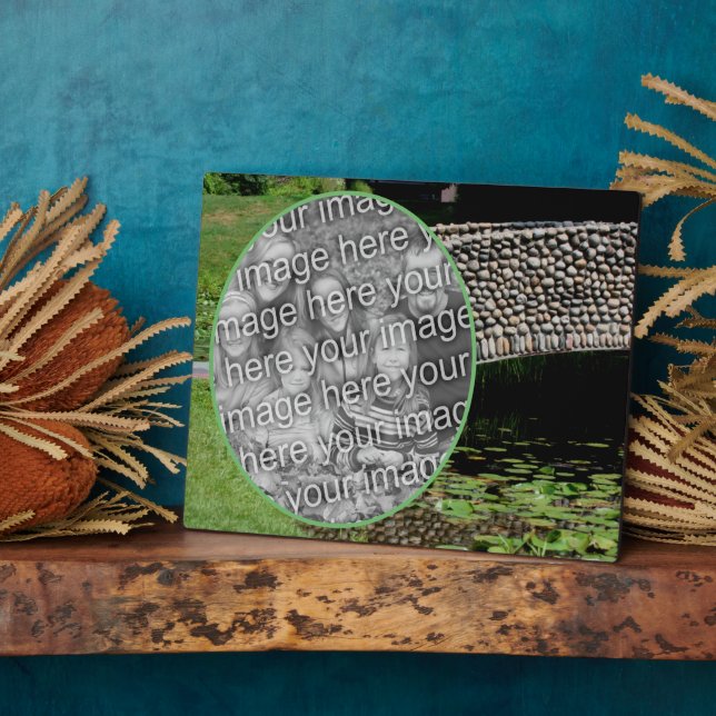 Stone Bridge Lilypads Nature Add Your Own Photo Plaque (Side)