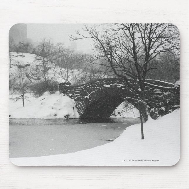 Stone bridge over snow covered river mouse mat (Front)