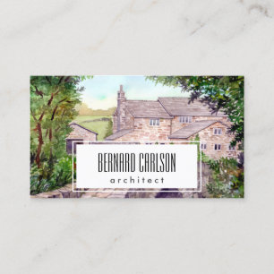 Stone Bridge Watercolor Painting Architecture Business Card