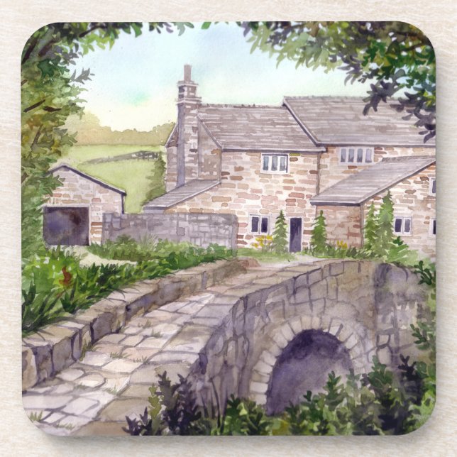 Stone Bridge Watercolor Painting Coaster (Front)