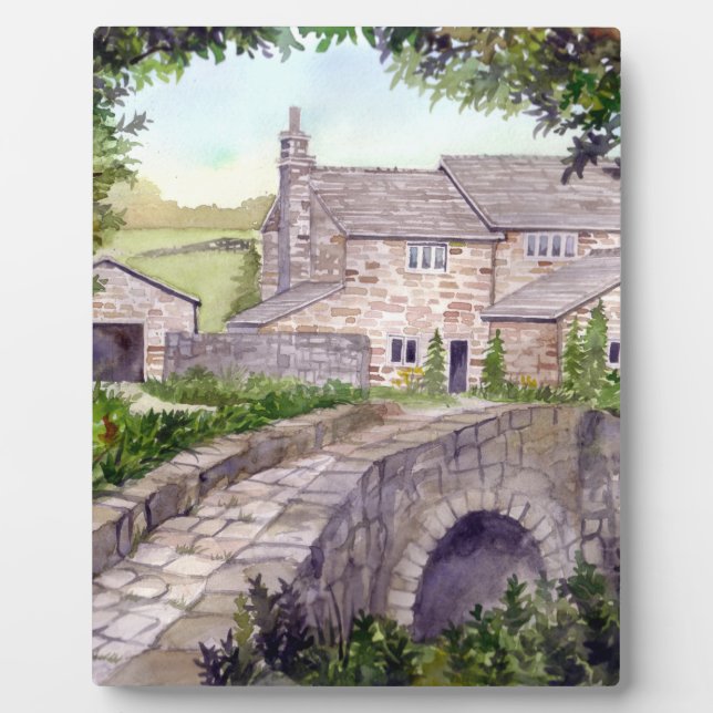 Stone Bridge Watercolor Painting Plaque (Front)