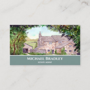 Stone Bridge Yorkshire Farmhouse Watercolor Business Card