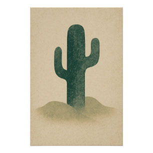 Stone cactus on beige background poster