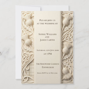 Stone Carved Thistle Celtic Wedding Invitation