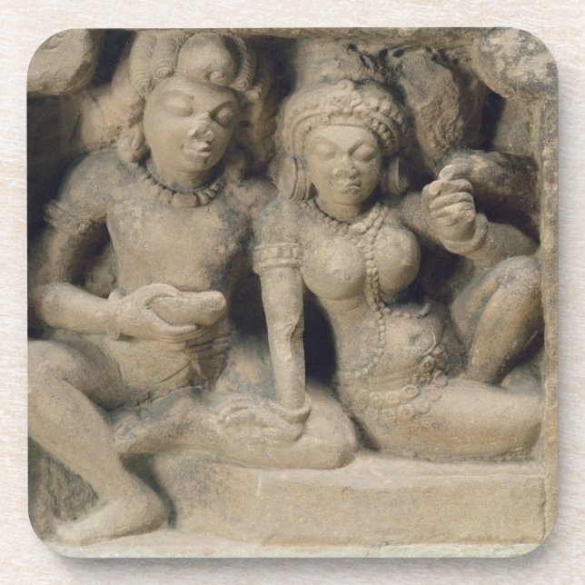 Stone carving of lovers enjoying a dance performan coaster (Front)