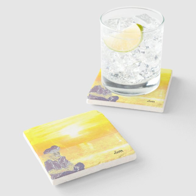 Stone Coaster : Alone in Thought (Side)