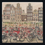 Stone Coaster Amsterdam<br><div class="desc">Stone coaster with an image of canal houses and bicycles in Amsterdam,  Netherlands. The perfect travel souvenir by Velvet Escape.</div>