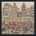 Stone Coaster Amsterdam<br><div class="desc">Stone coaster with an image of canal houses and bicycles in Amsterdam,  Netherlands. The perfect travel souvenir by Velvet Escape.</div>