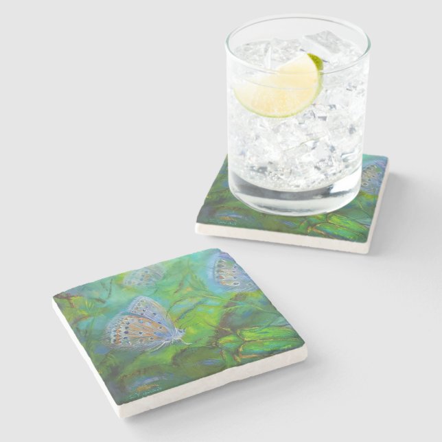 Stone coaster - butterflies  (Side)